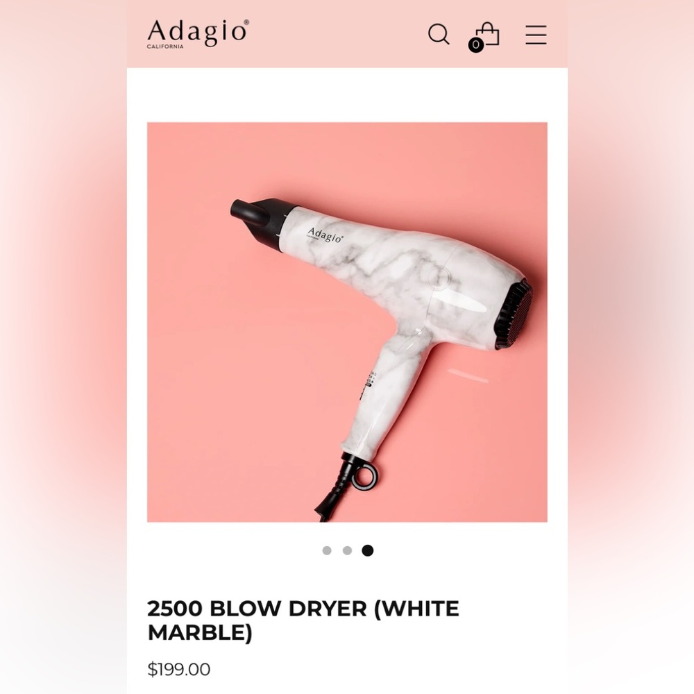 Adagio White Marble Blow Dryer